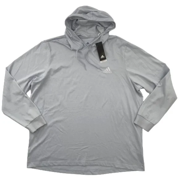 Adidas Long Sleeve Jersey Hooded Sweatshirt T-Shirt Halo Blue/White GV0246 Sz S - Picture 2 of 6